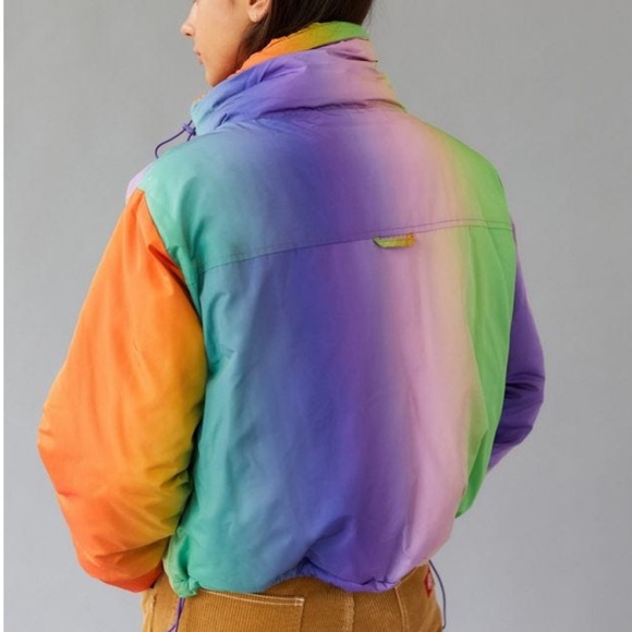 Black Borg Panel Funnel Neck Puffer Jacket